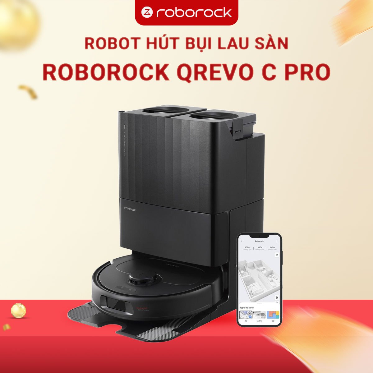 Robot hút bụi lau nhà Roborock Qrevo C Pro - Bản Quốc tế