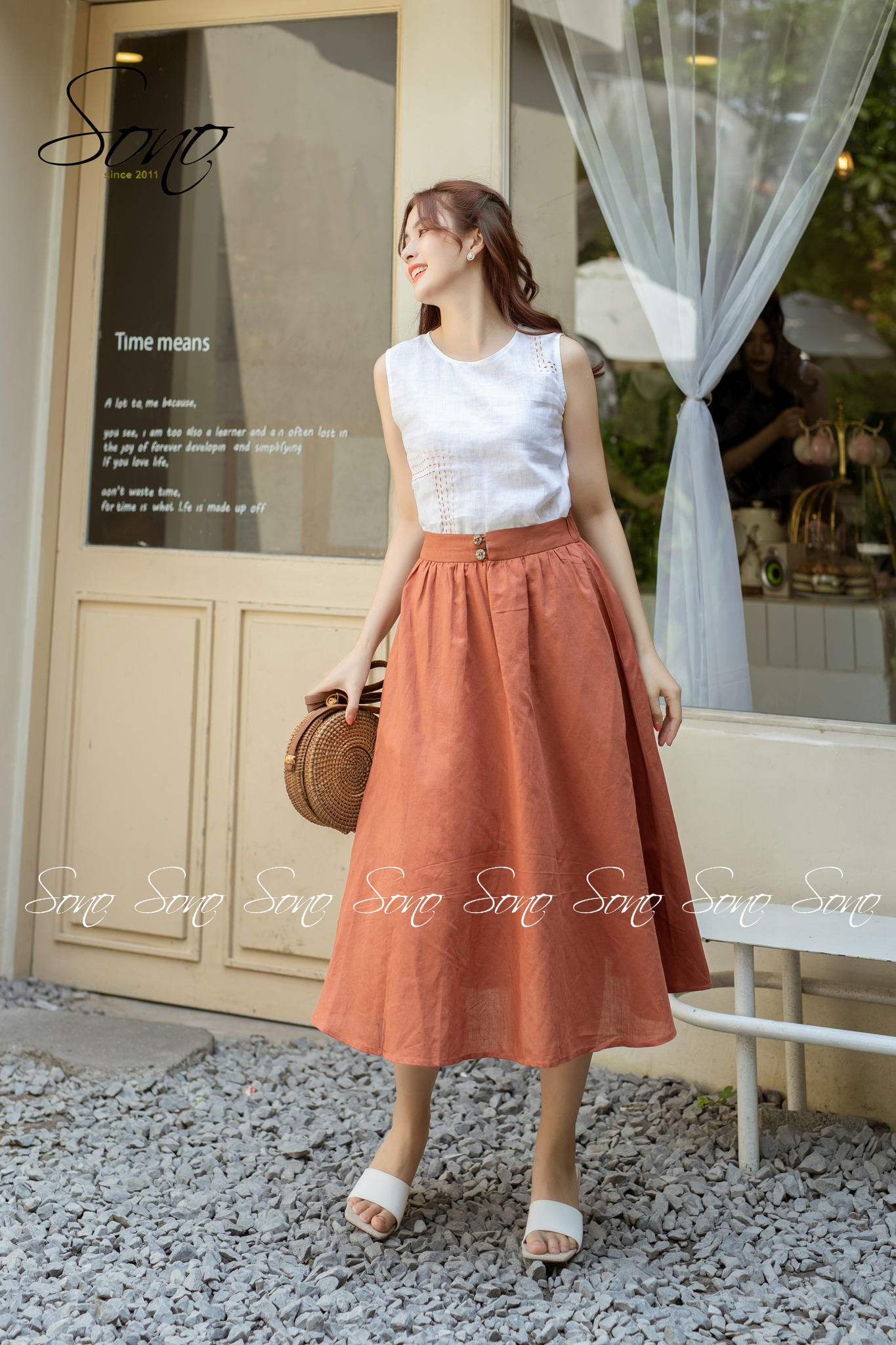 Chân váy mixxi linen dài 90cm và 95cm thiết kế by dens.clothing