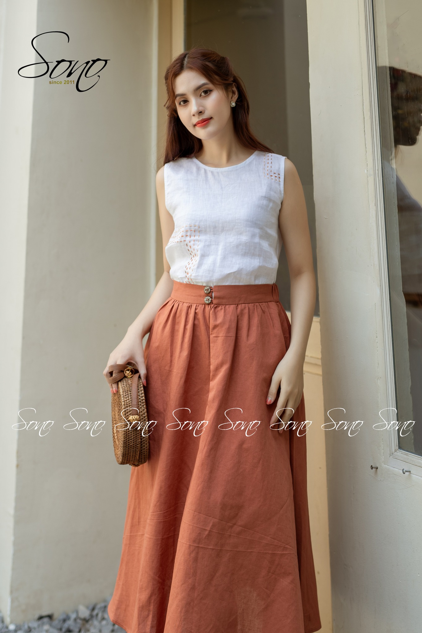 Chân Váy Dài Thiết Kế Xẻ Tà Xô Linen VD2Y0802