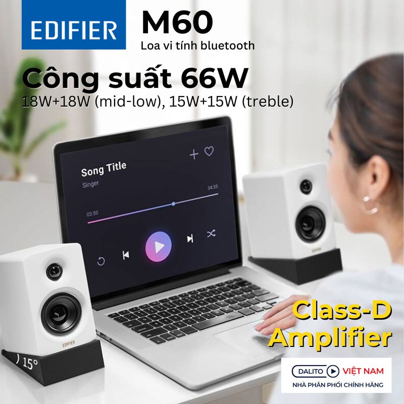Loa Edifier M60 tích hợp Class-D Amplifier, Tổng công suất 66W