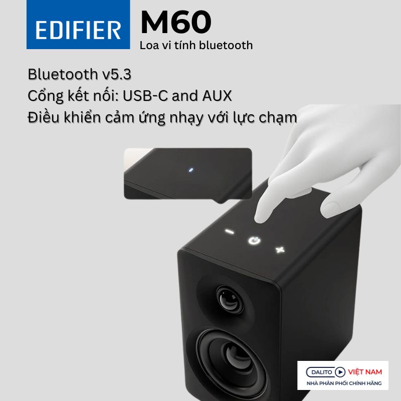 Loa Edifier M60 hỗ trợ điều khiển cảm ứng mặt trên loa