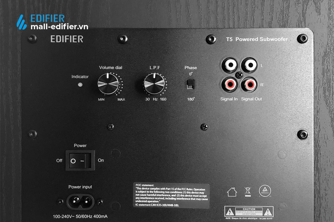 Dải tần số xuống 38Hz loa sub Edifier T5 trải nghiệm âm thanh tuyệt vời
