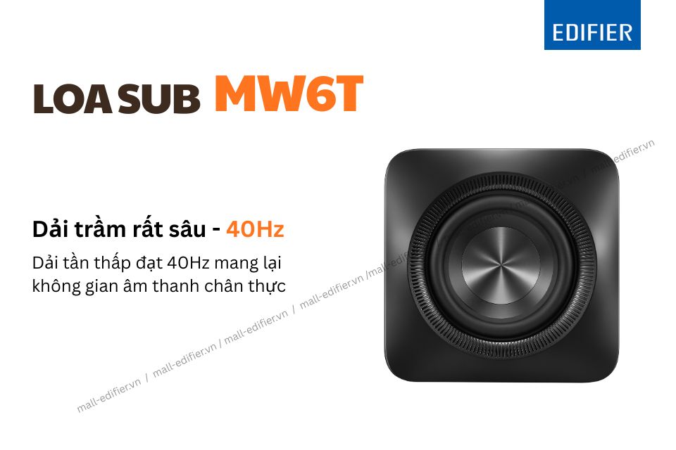 Loa Edifier MW6T tái tạo âm trầm sâu 40Hz.