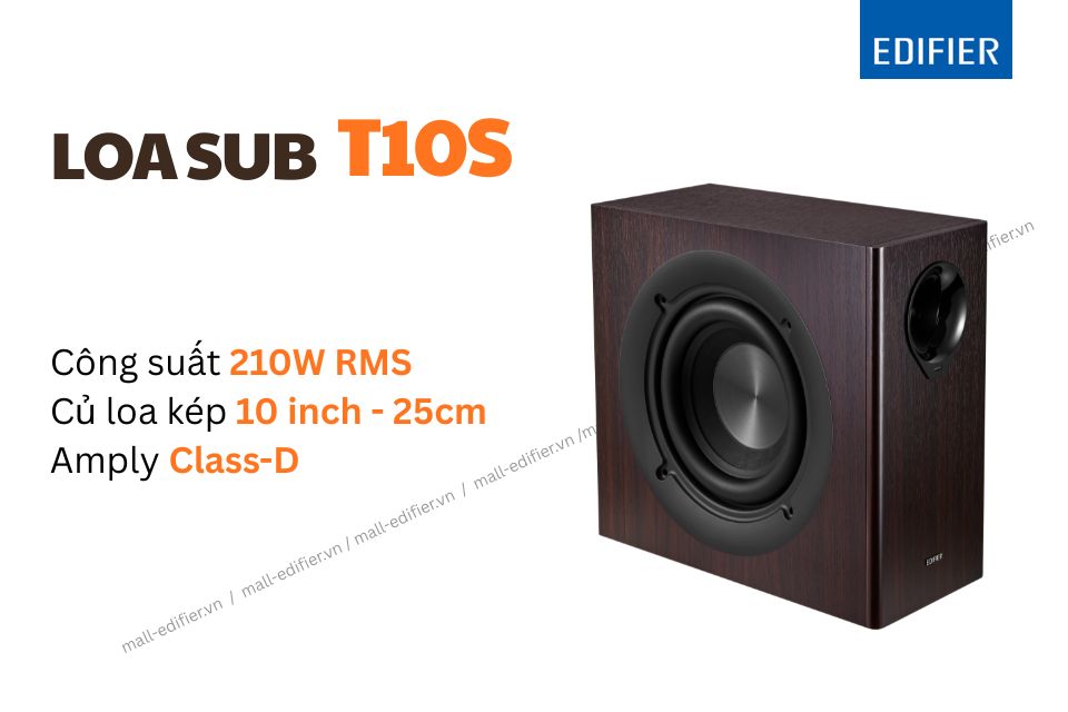Thùng gỗ MDF chắc chắn trên Loa Edifier T10s.