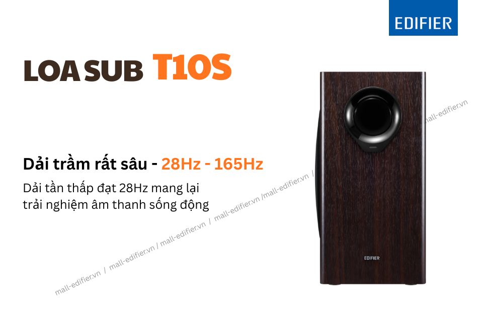 Loa Edifier T10s tái tạo dải trầm sâu 28Hz.