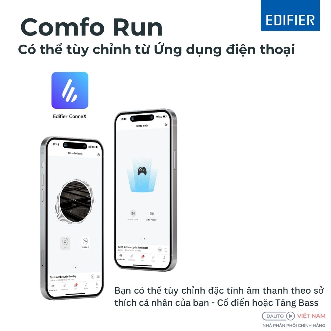 Tai nghe Edifier Comfo Run tùy chỉnh trên app Edifier Connex