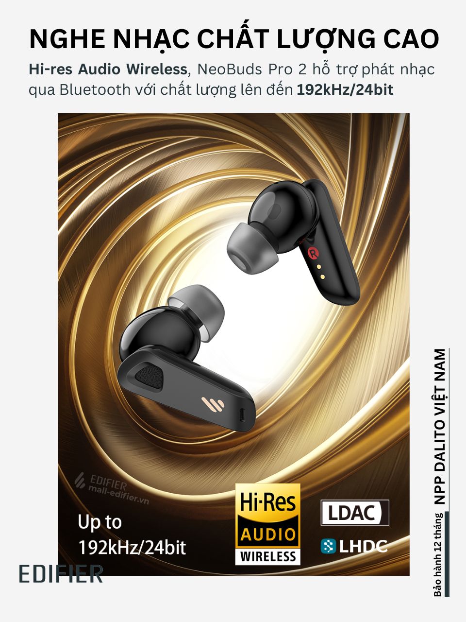 Tai nghe true wireless nghe nhạc chất lượng cao Hires Audio