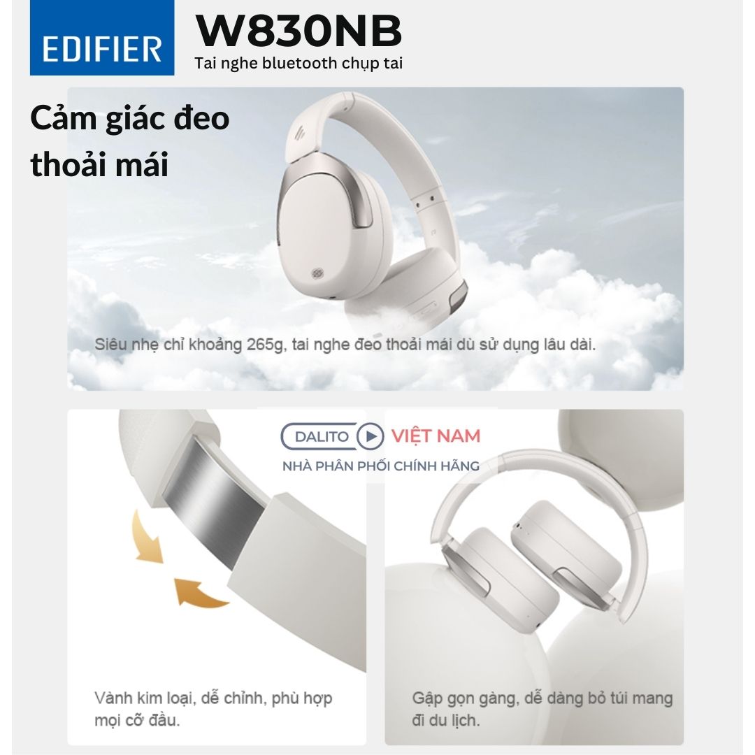 Tai nghe Edifier W830NB cho cảm giác đeo thoải mái trong thời gian dài