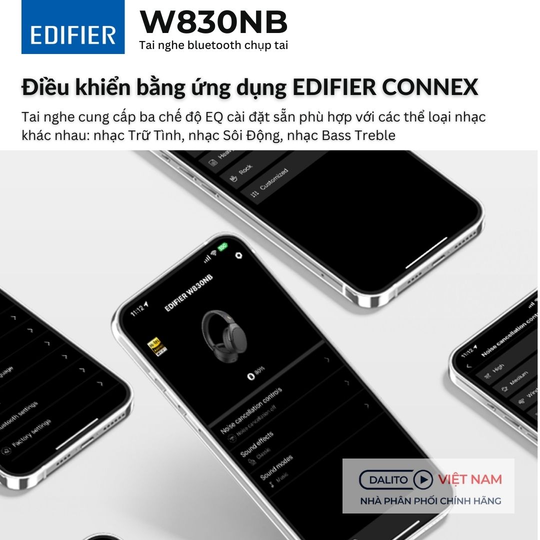 Tùy chỉnh tai nghe Edifier W830NB trên ứng dụng Edifier ConneX