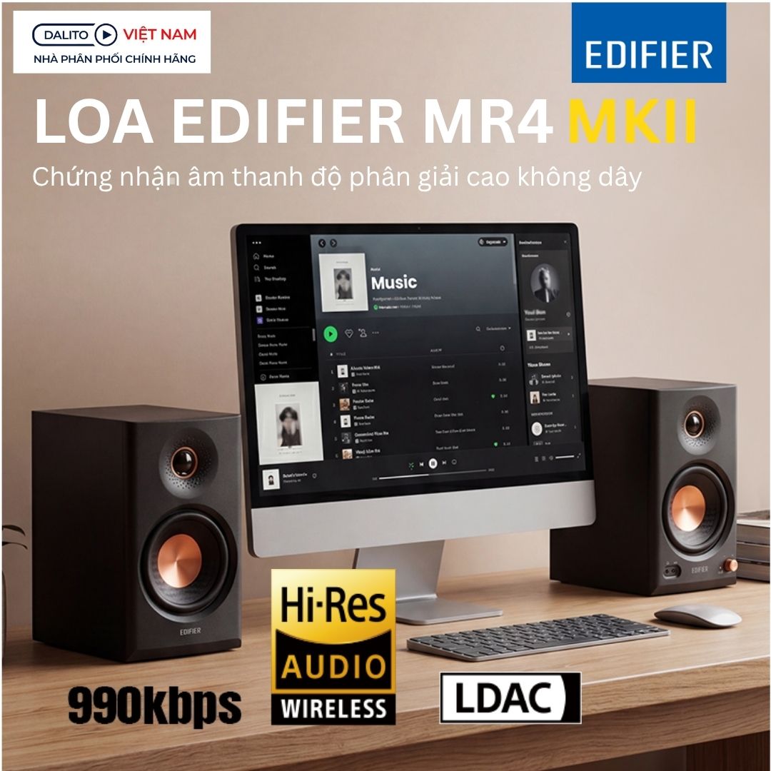 Chuẩn Hi-Res Audio kép trên dòng loa kiểm âm Edifier MR4 MK2 cao cấp.