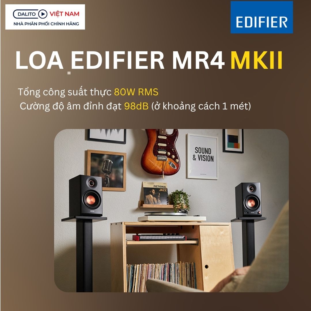 Thiết kế loa kiểm âm Edifier MR4 MK2 sở hữu công suất 80W RMS vượt trội.