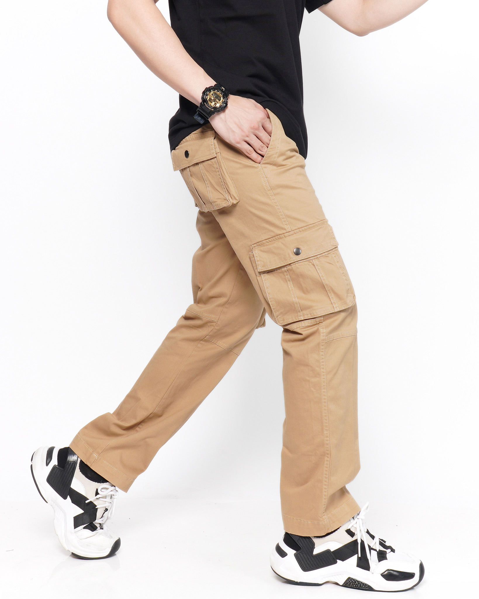 Quần Cargo Nam Túi Hộp Kaki Co Giãn Ống Đứng Màu Vàng Nghệ I KQSTYLING C1