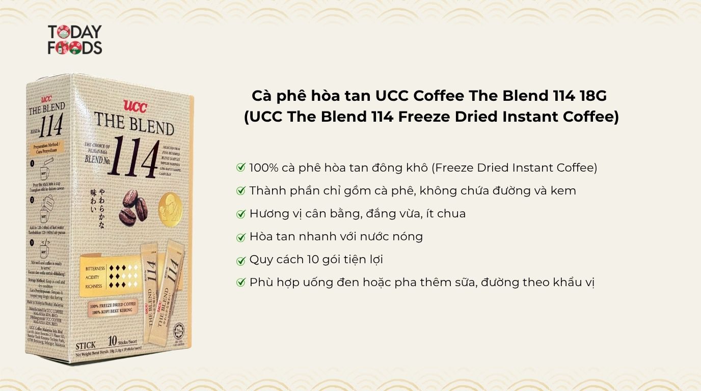 Đánh giá Cà phê hòa tan UCC Coffee The Blend 114 18G