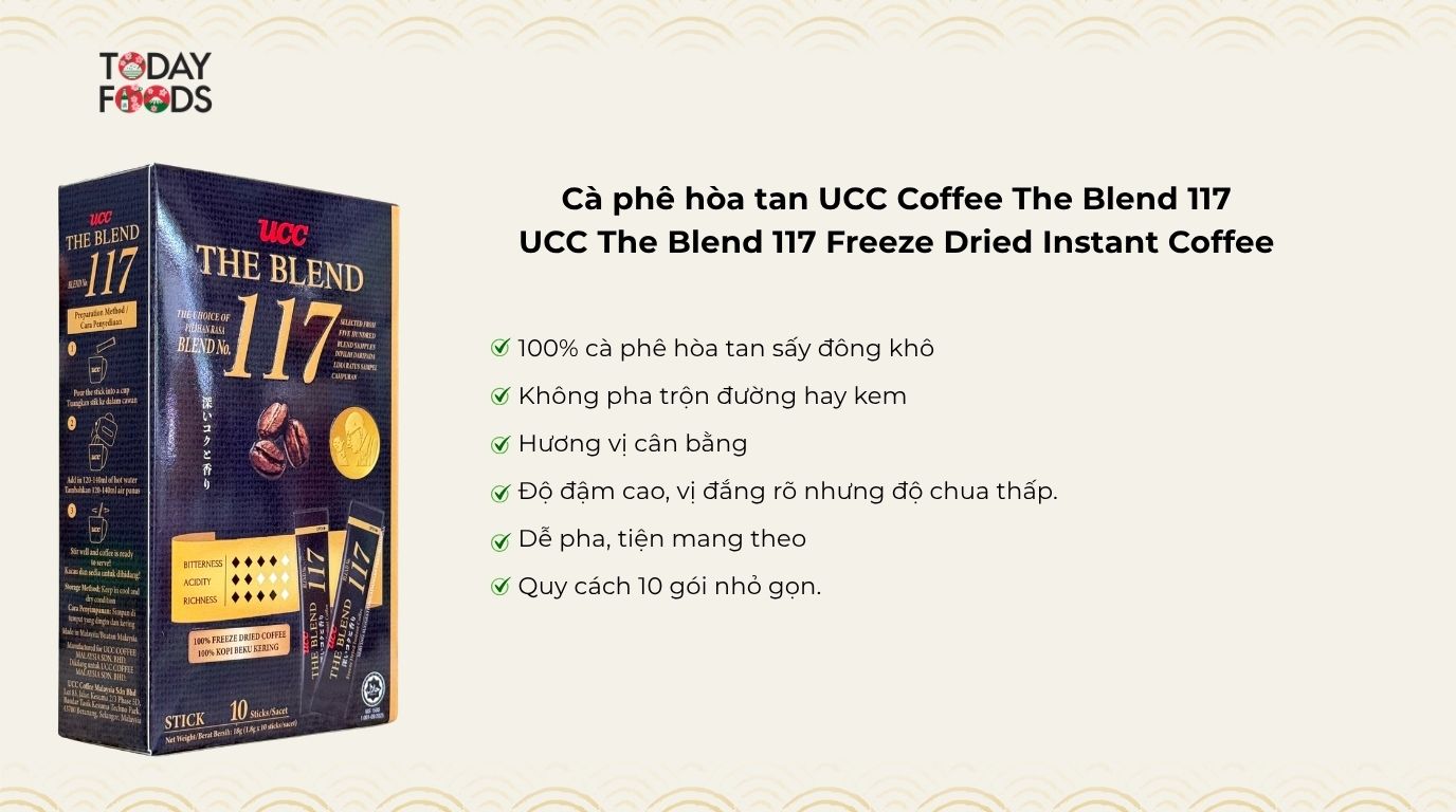 Đánh giá Cà phê hòa tan UCC Coffee The Blend 117