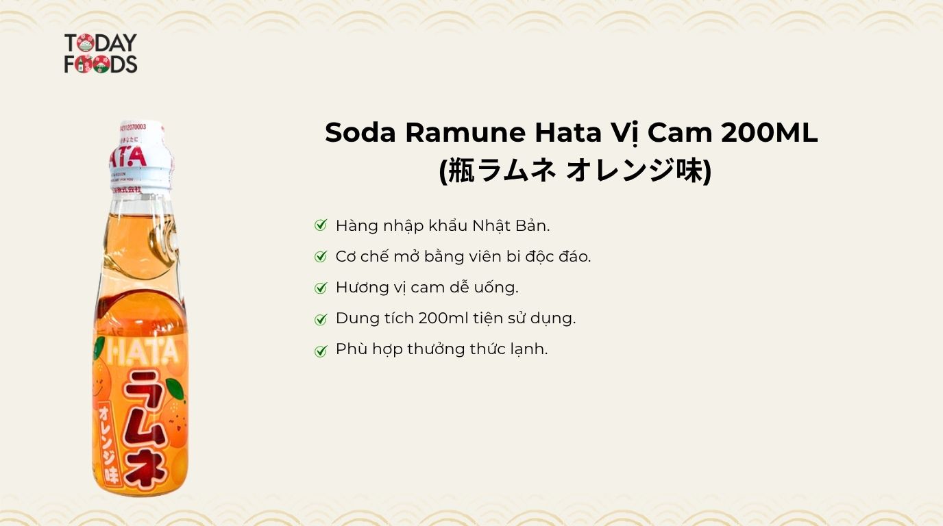 Đánh Giá Soda Ramune Hata Vị Cam 200ML