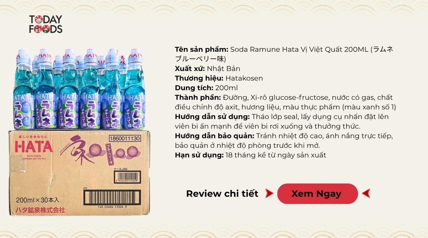Đánh Giá Thùng Soda Ramune Hata Vị Việt Quất 200ML