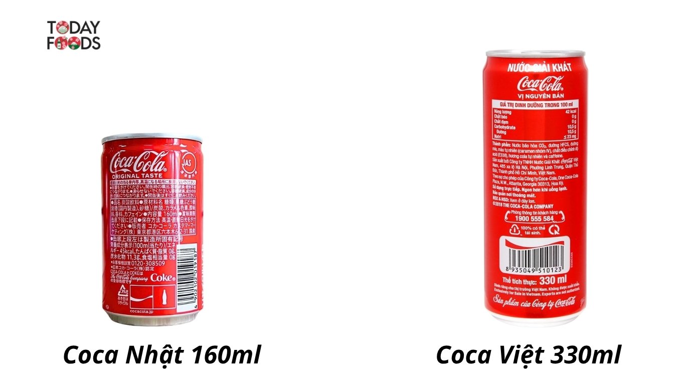 Bao bì của Coca Nhật và Coca Việt