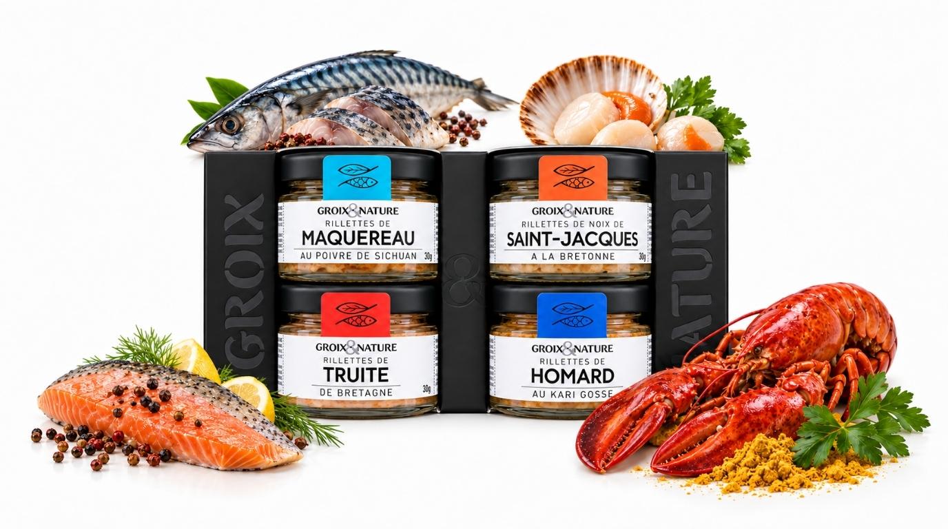 Các Loại Thành Phần Sử Dụng Trong Pate Cá Và Hải Sản Rillettes Groix & Nature 120G