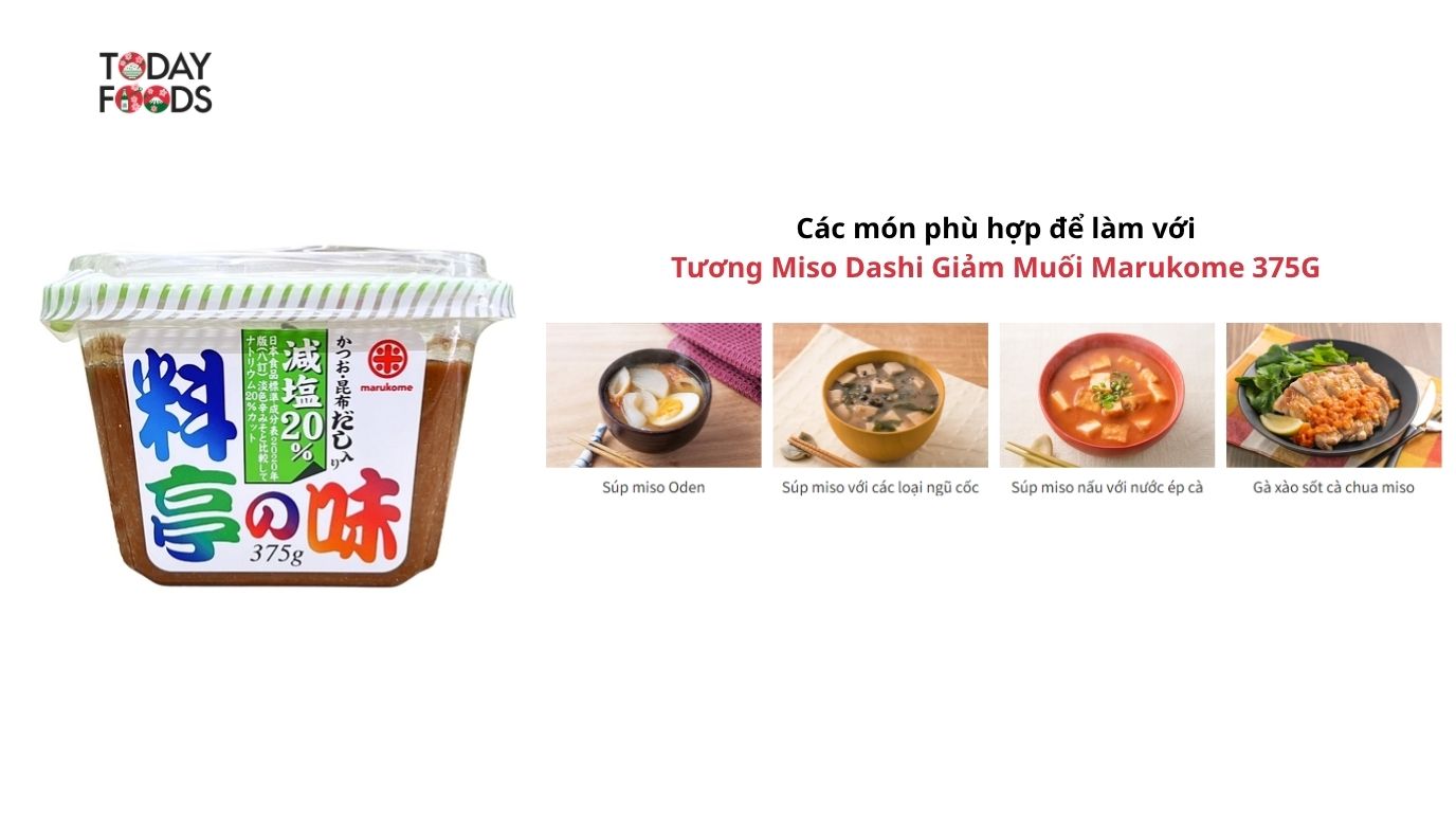 Các món phù hợp để làm với Tương Miso Dashi Giảm Muối Marukome 375G