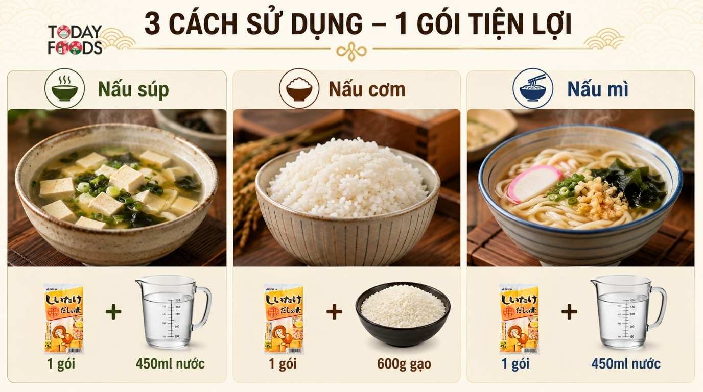 Cách Dùng Hạt Nêm Từ Nấm Hương Shiitake Dashi No Moto 42G