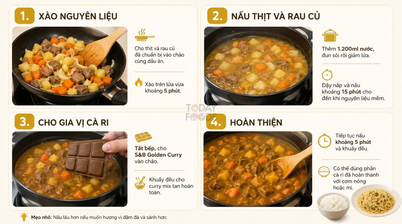 Cách nấu S&B Golden Curry HOT 220g