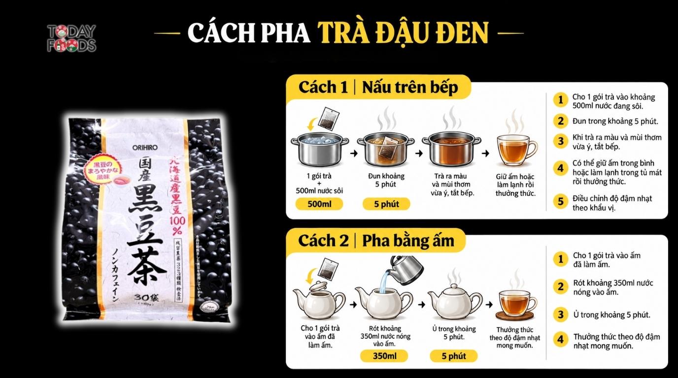 Cách Pha Trà Đậu Đen Orihiro 180G