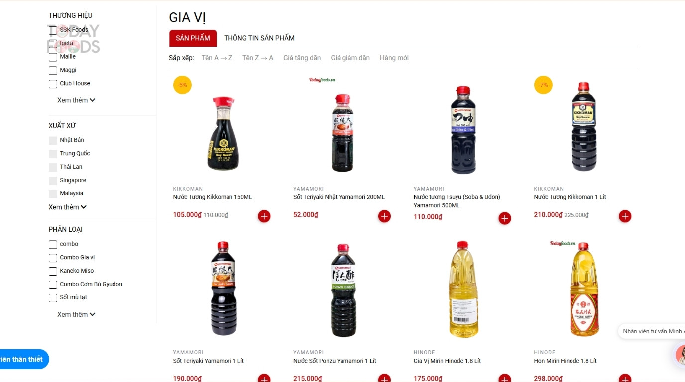 Danh mục Gia vị và nguyên liệu nấu ăn tại TodayFoods