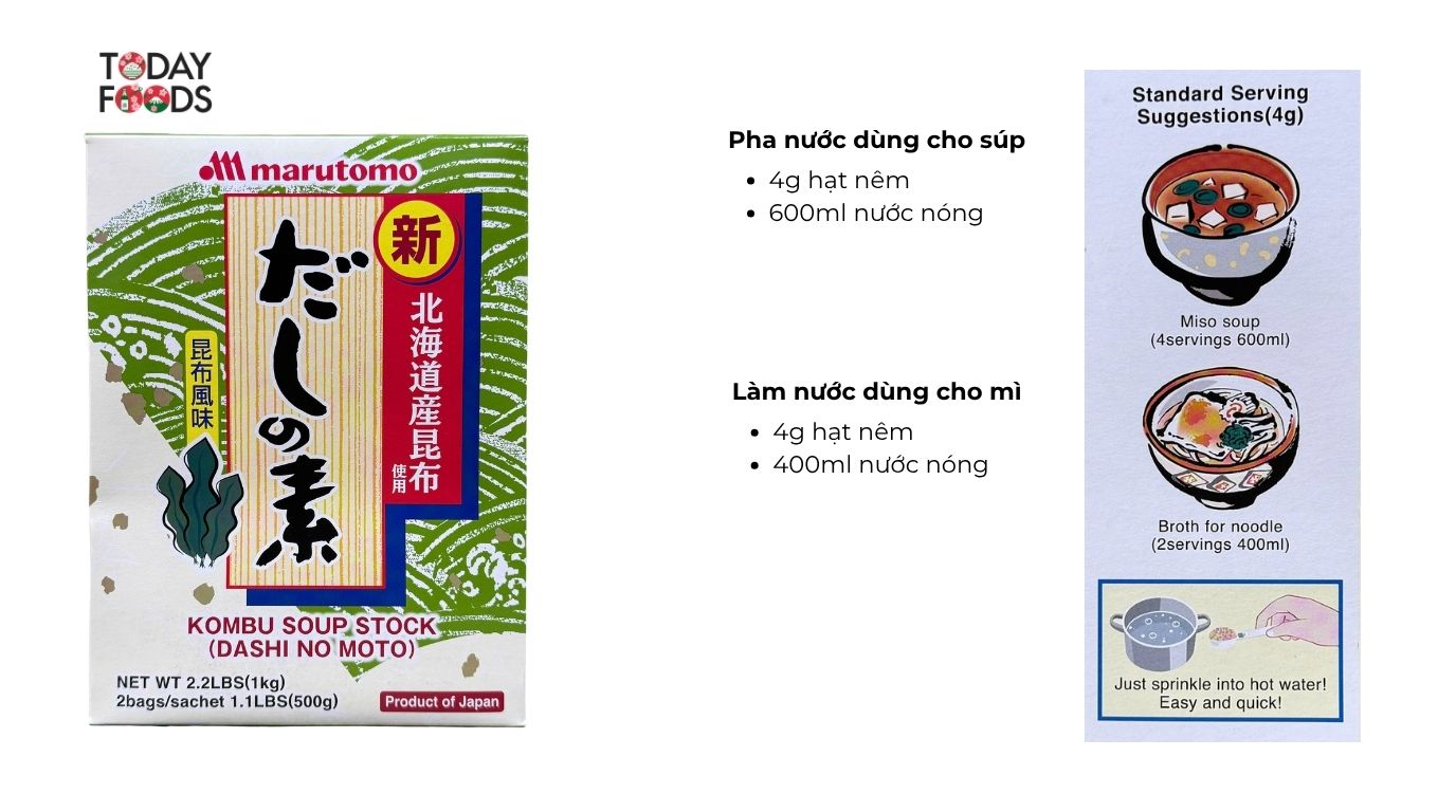 Hướng Dẫn Sử Dụng Hạt Nêm Dashi Kombu Marutomo 1KG