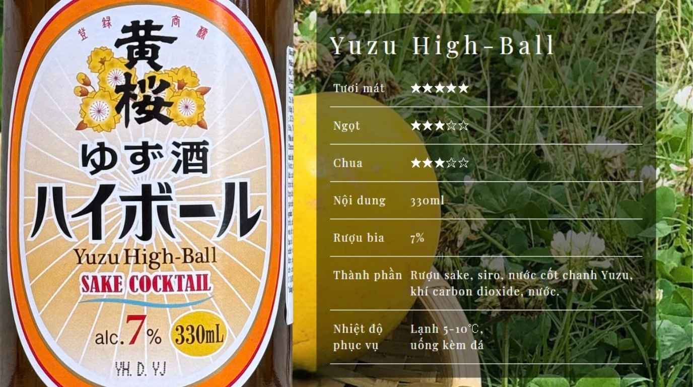 Hương Vị Rượu Cocktail Sake Kizakura Yuzu Highball 7% 330ml