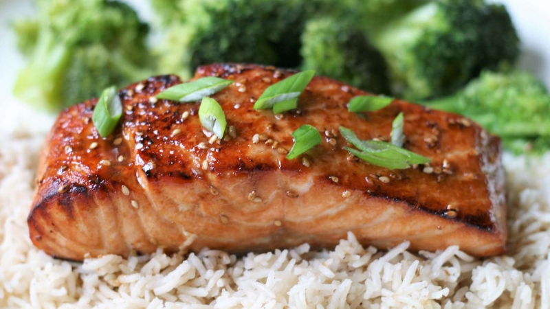 Cá hồi sốt Teriyaki