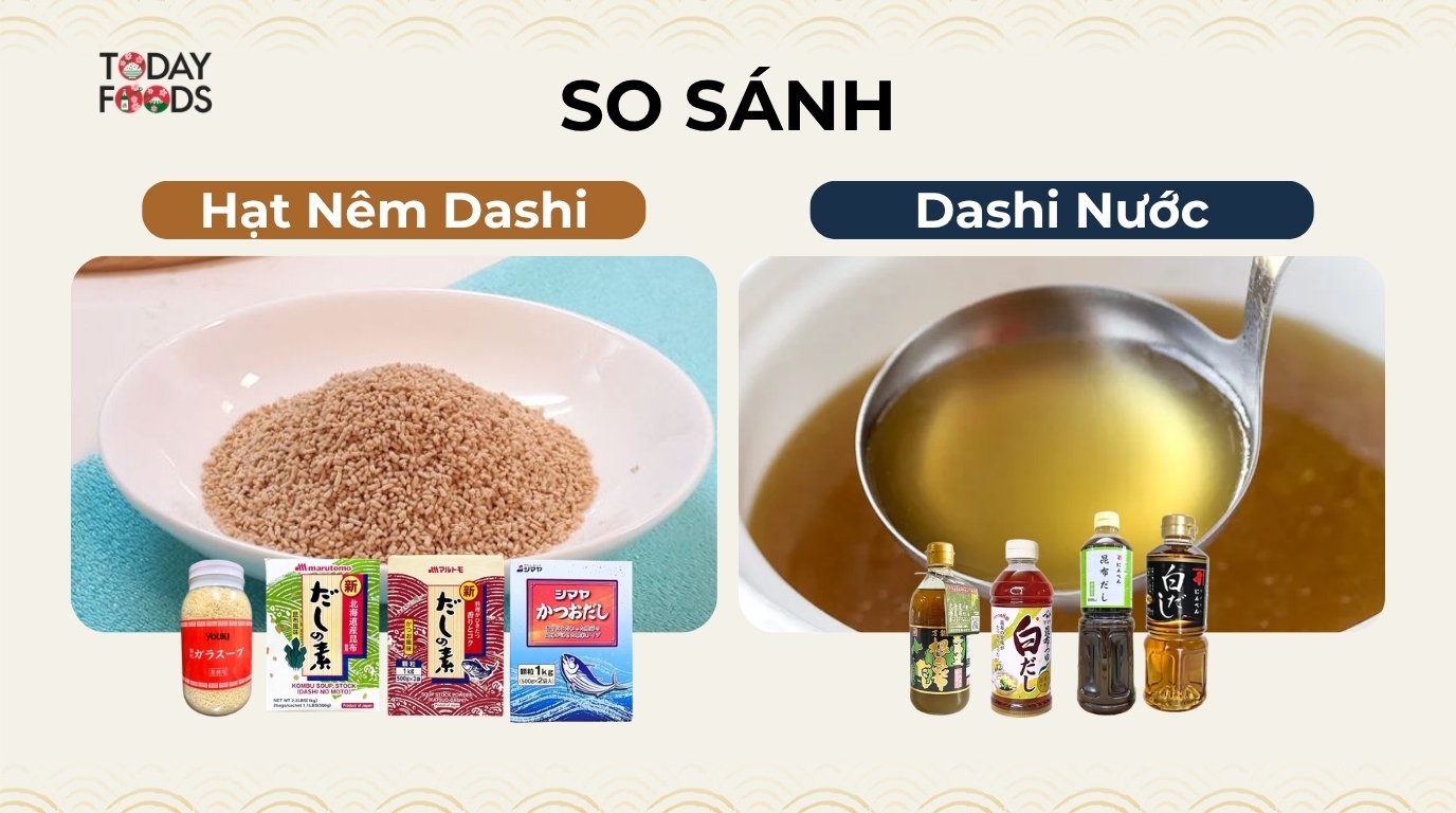 So Sánh Hạt nêm Dashi và Dashi nước