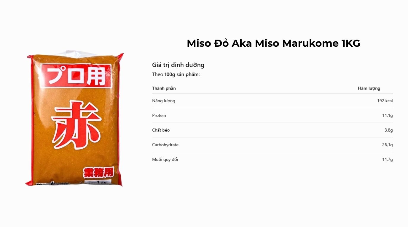 Thông Tin Dinh Dưỡng Miso Đỏ Aka Miso Marukome 1KG