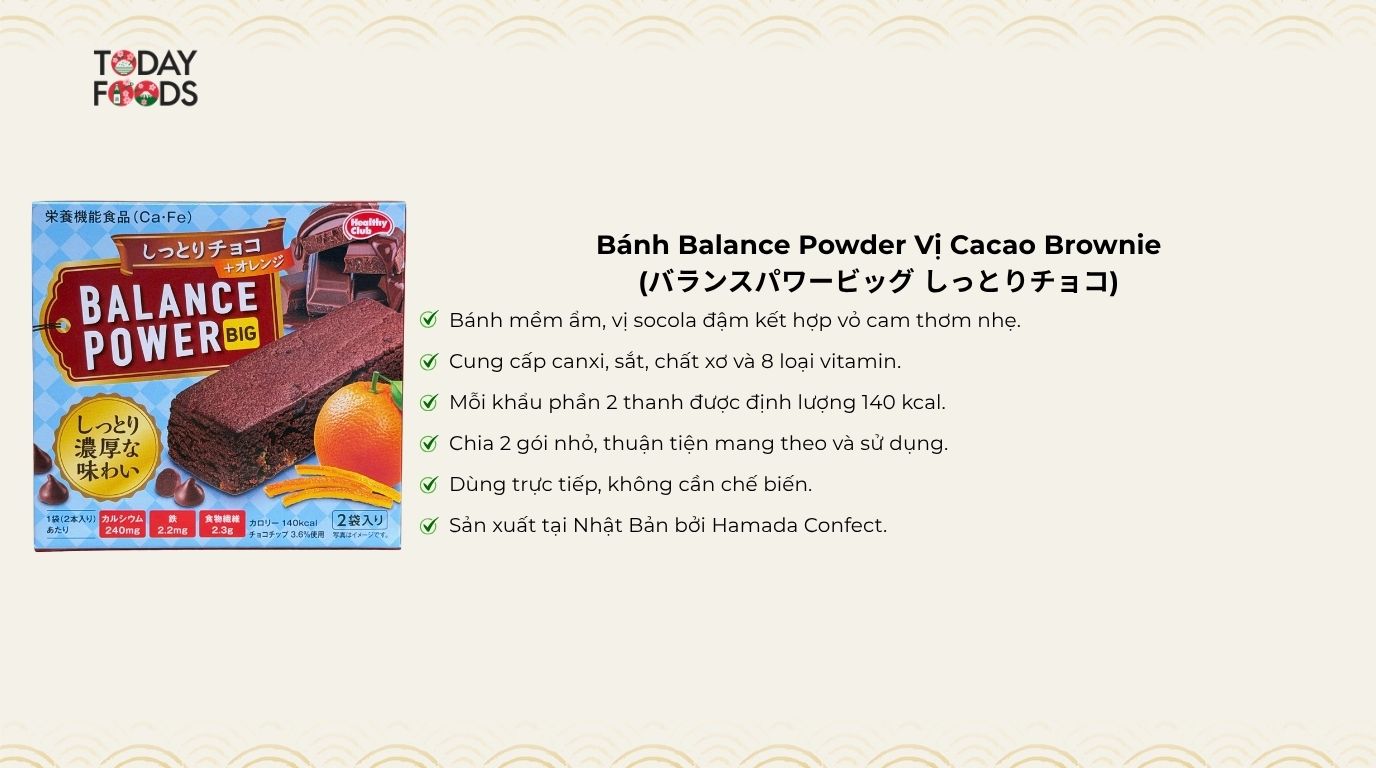Ưu Điểm Bánh Balance Powder Vị Cacao Brownie 60.8g