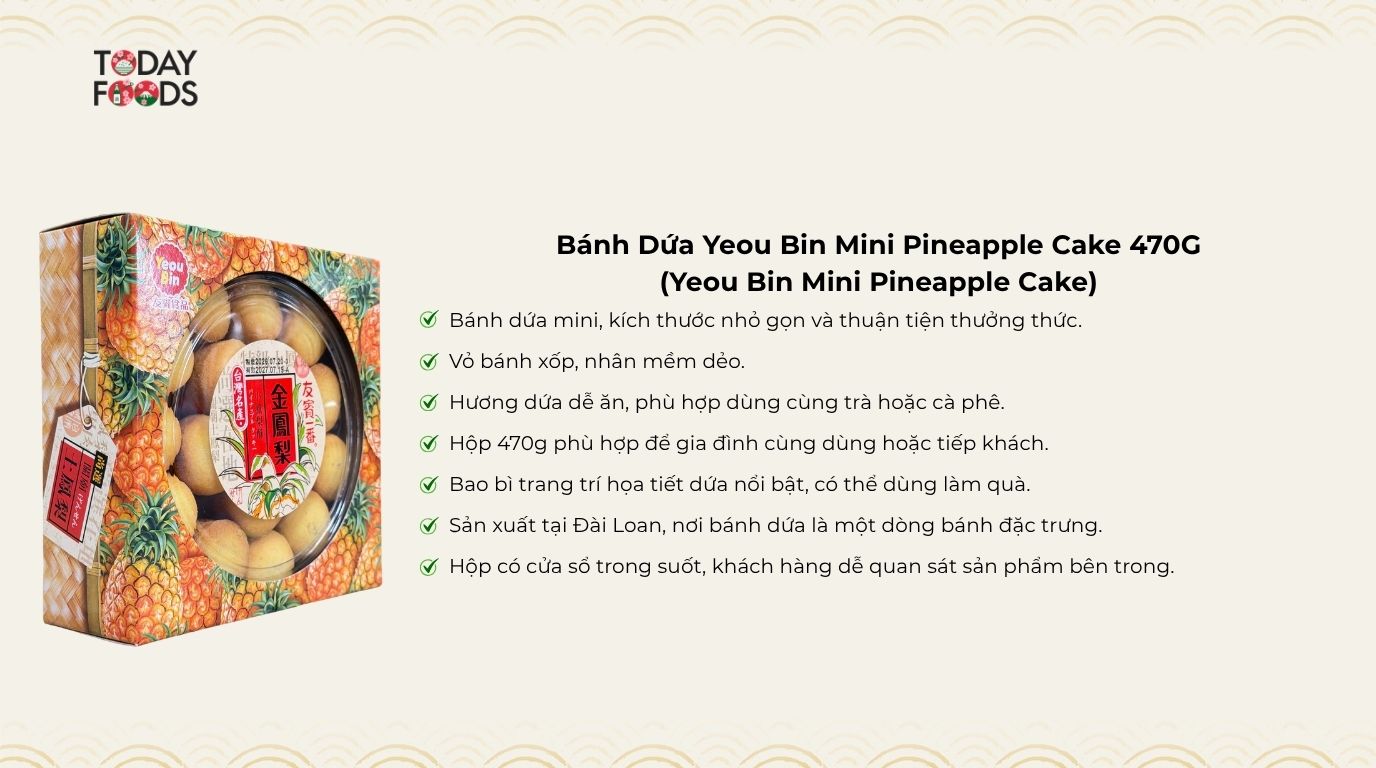 Ưu Điểm Bánh Dứa Yeou Bin Mini Pineapple Cake 470G