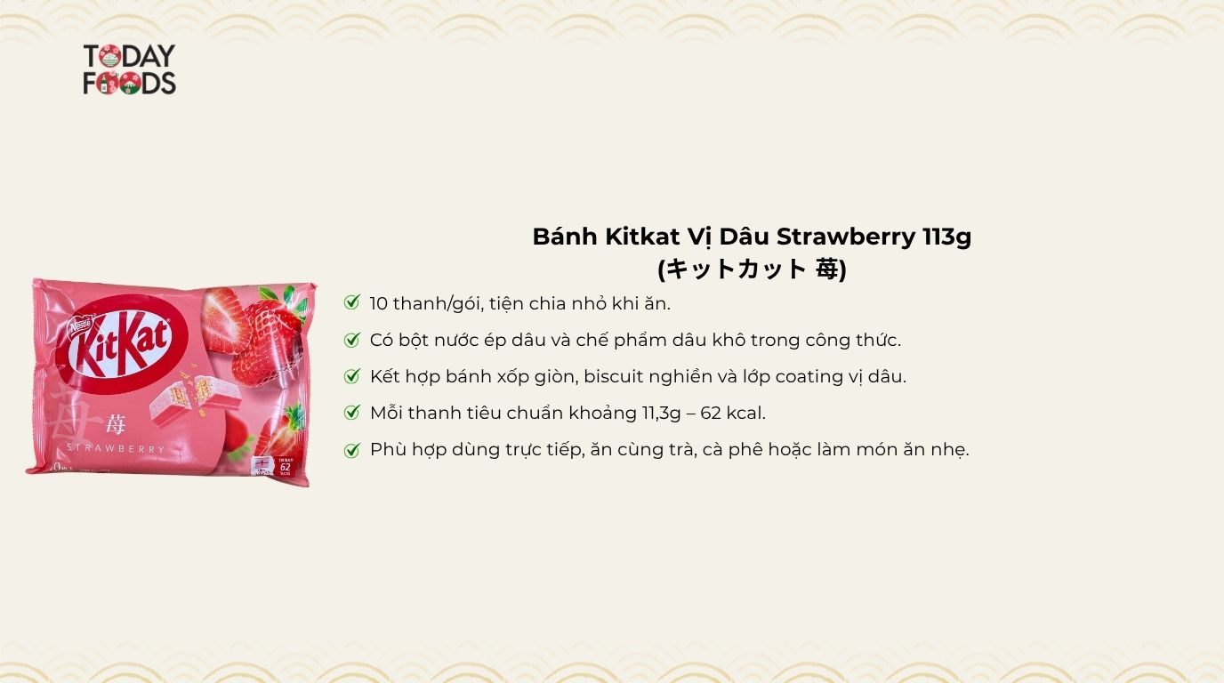 Ưu Điểm Bánh Kitkat Vị Dâu Strawberry 113g