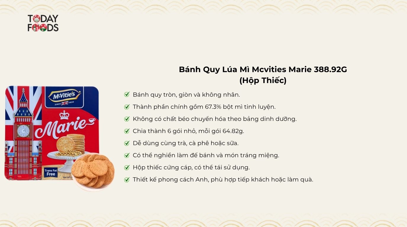 Ưu Điểm Bánh Quy Lúa Mì Mcvities Marie 388.92G
