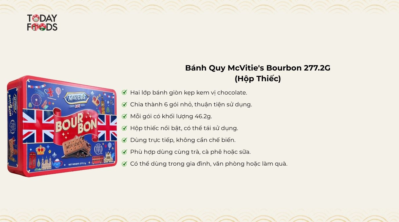 Ưu Điểm Bánh Quy McVitie's Bourbon 277.2G
