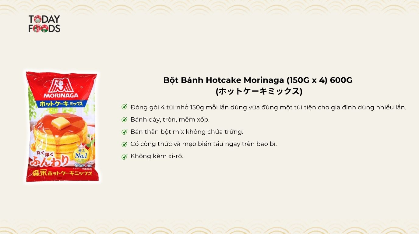Ưu Điểm Bột Bánh Hotcake Morinaga (150G x 4) 600G