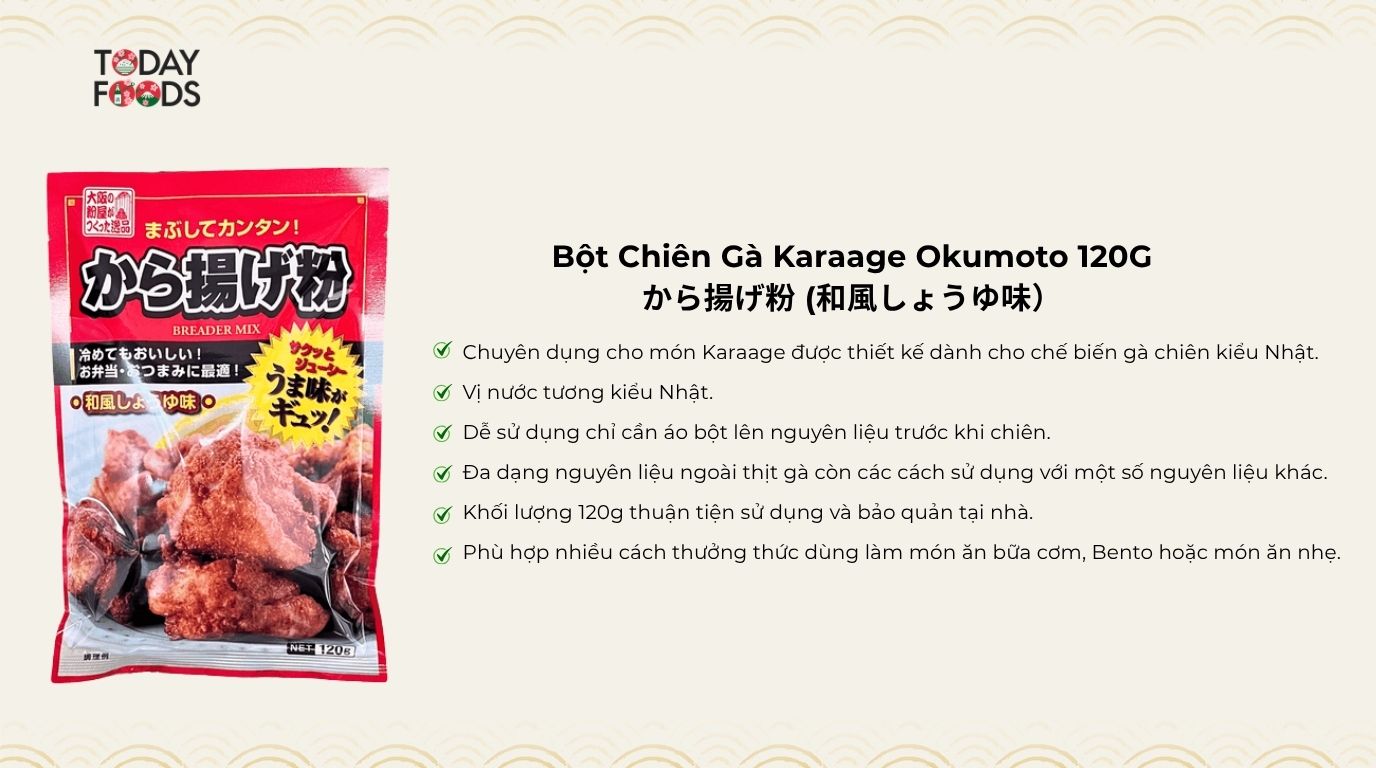 Ưu Điểm Bột Chiên Gà Karaage Okumoto 120G