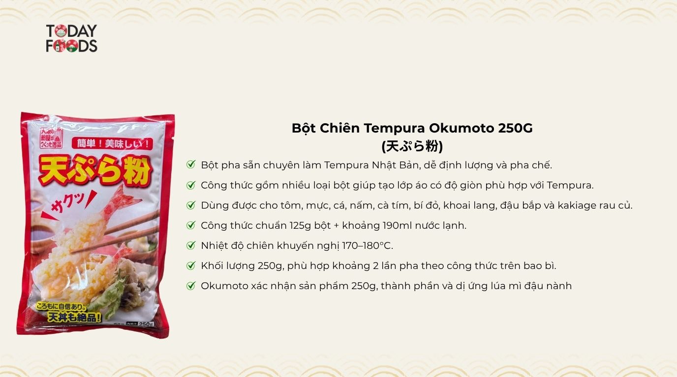 Ưu Điểm Bột Chiên Tempura Okumoto 250G