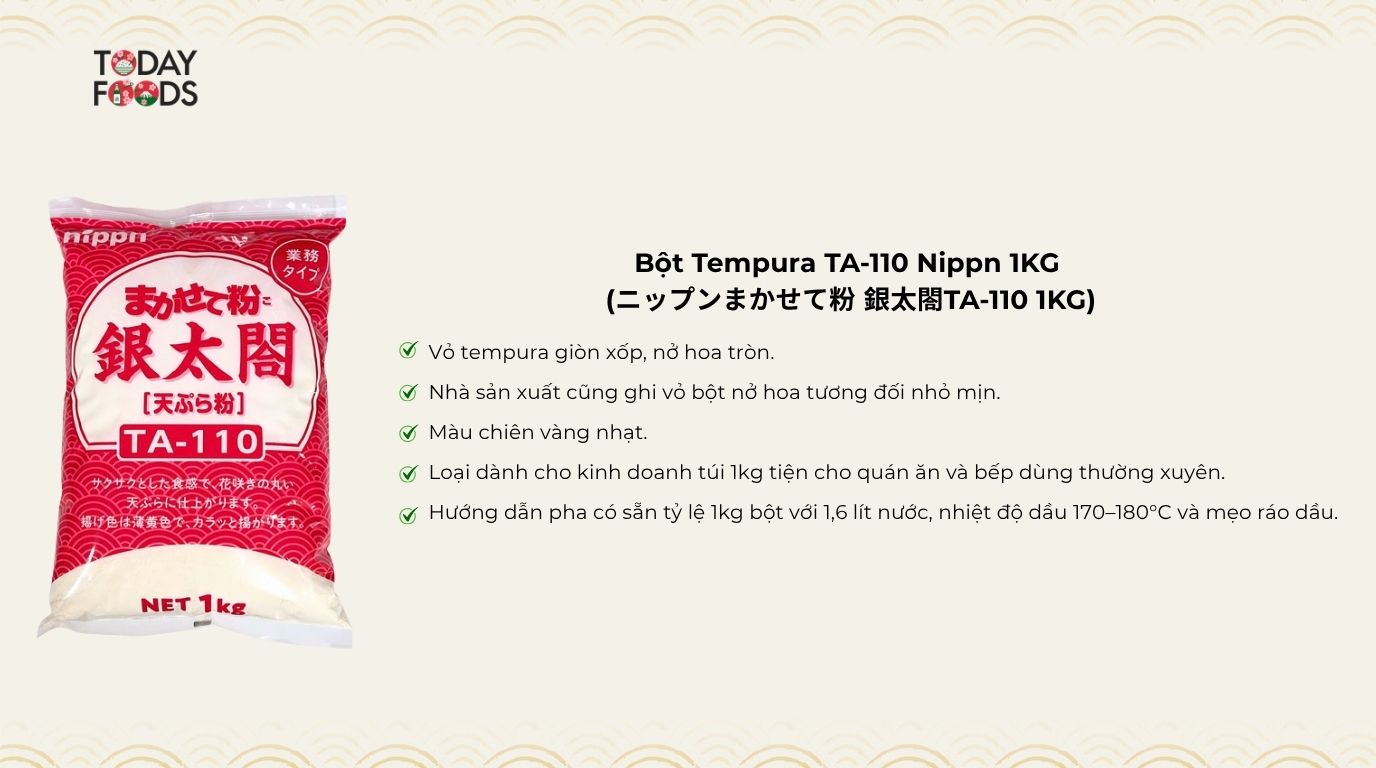 Ưu Điểm Bột Tempura TA-110 Nippn 1KG