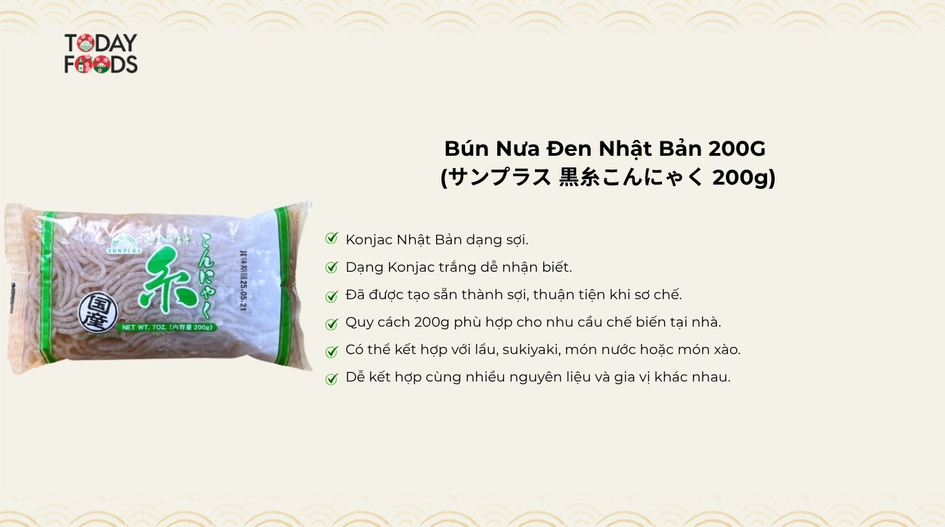 Ưu điểm Bún Nưa Đen Nhật Bản 200G
