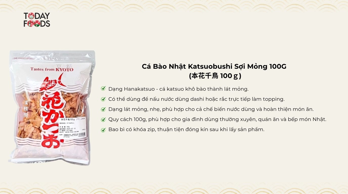 Ưu Điểm Cá Bào Nhật Katsuobushi Sợi Mỏng 100G 