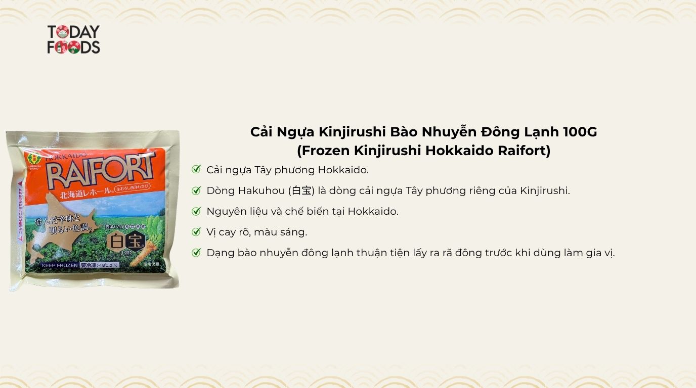 Ưu Điểm Cải Ngựa Kinjirushi Bào Nhuyễn Đông Lạnh 100G