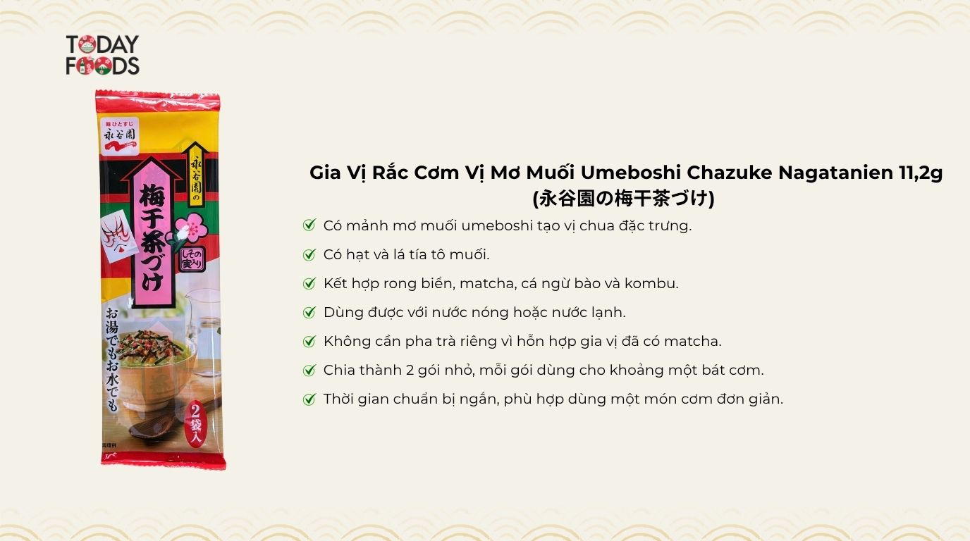 Ưu Điểm Gia Vị Rắc Cơm Vị Mơ Muối Umeboshi Chazuke Nagatanien