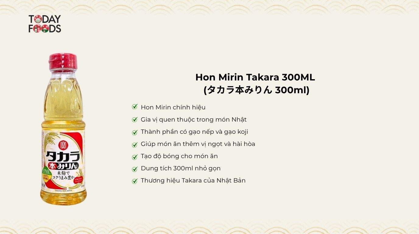 Ưu điểm Hon Mirin Takara 300ML