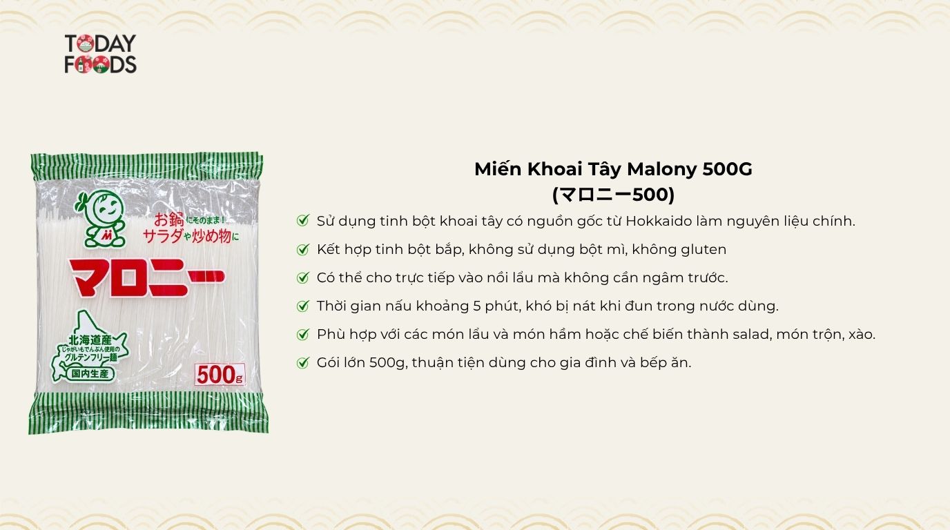 Ưu Điểm Miến Khoai Tây Malony 500G