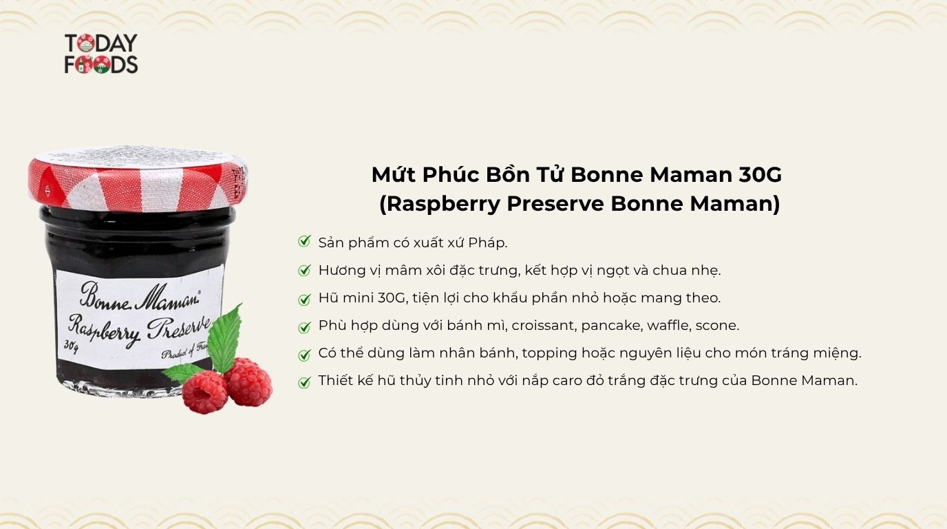 Ưu điểm Mứt Phúc Bồn Tử Bonne Maman 30G