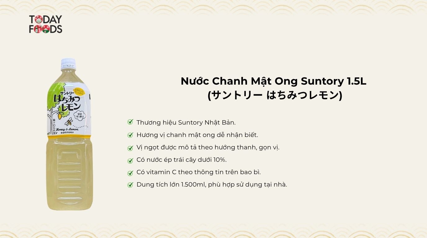 Ưu điểm Nước Chanh Mật Ong Suntory 1.5L 