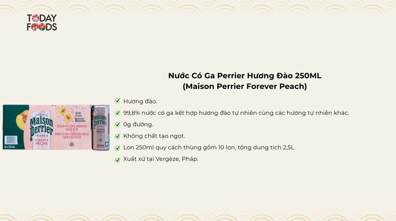 Ưu Điểm Nước Có Ga Perrier Hương Đào 250ML